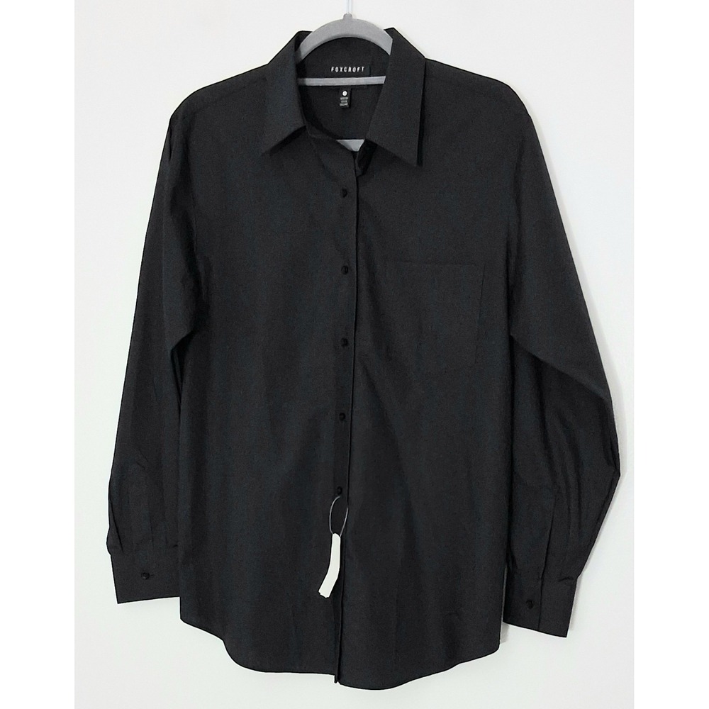 Foxcroft Blouse Women's Size 10 Black Wrinkle Free Button Up Blouse Pre-owned